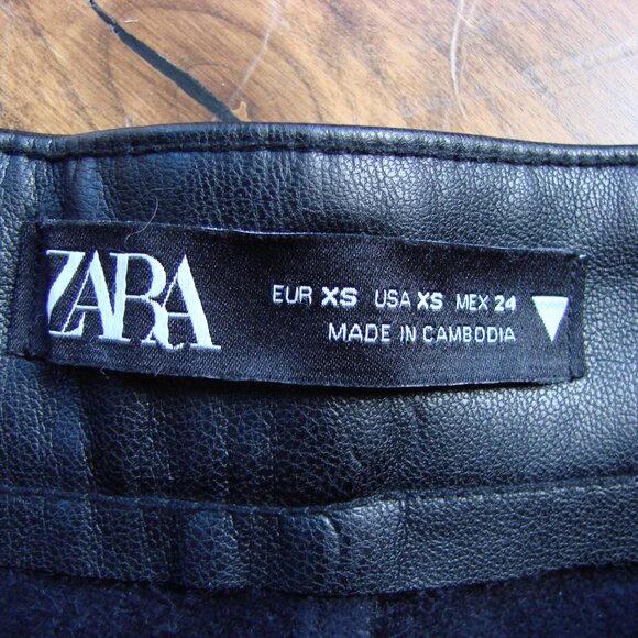 Zara Black Faux Leather Wide Leg Pants High Waist Office Party Holiday NEW  XS - Picture 8 of 15